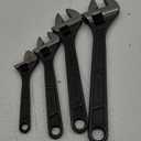 Adjustable Wrench Set Wrenches Sets: 4-Piece 6, 8, 10, 12 Inch Chrome Vanadium Steel Corrosion-Resistant Black Oxide Finish for Automotive Plumbing and Household Repairs