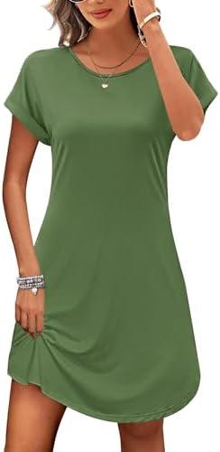 PLOKNRD Women's Casual Dress Summer Short Sleeve T-Shirt Dress Crew Neck Basic Dresses 2025, XL