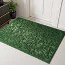 Green Leaves Outdoor Indoor Entrance Door mat, Absorbent Durable Heavy Duty Welcome Front Door Mat,Thick Natural Rubber Back,Easy Clean Entryway Mat 47x32 Inch, Low Profile
