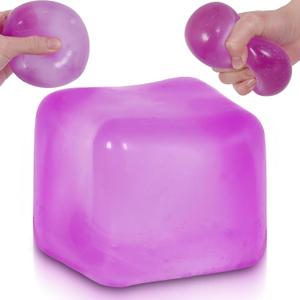 Large Ice Cube Squishy Toy 7cm (2.76Inch), Ssqauvig Big Slow Rising Squishies for Sensory Play, Perfect Stress Relief Fidget Toys for Adults Anxiety, Squishy Cube Sensory Toys (Purple)