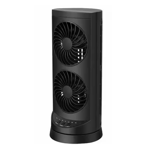 5.4 in. Personal Tower Cooling Fans in Black, Standing Small Desk Fan with 3 Speeds and Timer, 60° and 110° Oscillating