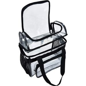 BORMELUN Clear Lunch Bag Heavy-Duty Tote - Double Purse for Work Concert Correctional Officers Stadium Women 12x6x12 Black