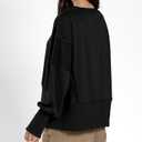 Womens Crewneck Sweatshirts Cropped Long Sleeve Tops Oversize Loose Fit Tee Side Slit Pullover Tshirt (Gray, M)