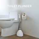 simplehuman Toilet Plunger and Caddy, Stainless Steel, White