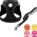 Soft Mesh Dog Harness and Leash Set, No Pull Puppy Harness and Leash Set, Reflective Step in Harness for Small Medium Dogs, Easy Walk Escape Proof Vest Harnesses (Black, M)