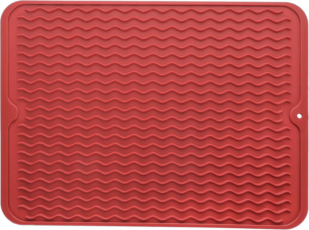 Silicone Dish Drying Mat for Multiple Usage,Easy clean,Eco-friendly,Heat-resistant Silicone Mat for Kitchen Counter or Sink,Refrigerator or drawer liner Red L 16 inches x 12 inches Silicone Dish Drying Mat for Multiple Usage,Easy clean,Eco-friendly,Heat-resistant Silicone Mat for Kitchen Counter or Sink,Refrigerator or drawer liner Red L 16 inches x 12 inches