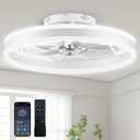 Ceiling Fans with Lights and Remote, 20” Low Profile Ceiling Fan, 2700-6500K Color Temperature, 6 Wind Speeds, Quiet DC Motor, Dimmable Modern Flush Mount LED Fan Light for Bedroom Living Room
