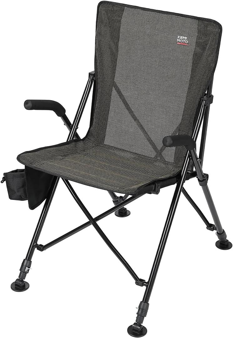 KEMIMOTO Portable Lightweight Folding Camping Chair, 4 Legs Adjustable Height, 220lbs Capacity Comfortable Breathable Stable Seats for Outdoor Hiking