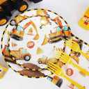 Construction Theme Birthday Party Decorations Plates Set 25 Guests,100 Pcs Plates Napkins Forks Boys Kids Construction Excavator Birthday Party Supplies