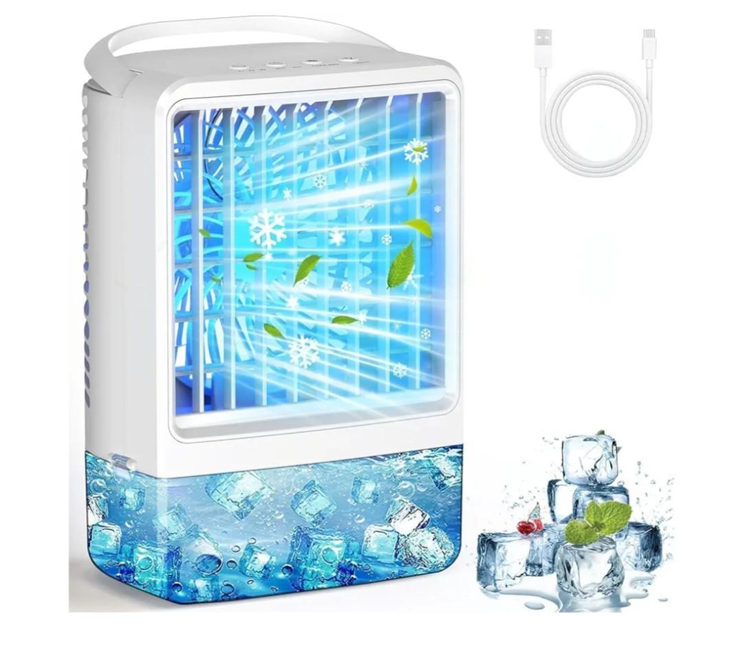 Small Air Conditioner Mini Air Conditioner Small AC Portable Air Conditioners with 1500ml spray/ hour 3 Speed Wind & 7 Colorful LED Light Cool Mist &Timer Evaporative Air Cooler for Bedroom/ Home/ Office
