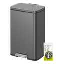EKO Madison Gunmetal Stainless Steel 50 Liter/13.2 Gallon Step Trash Can with Inner Liner - Fingerprint Resistant Finish