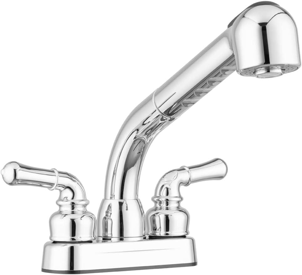  Lynden Pull-Out Utility Laundry Sink Faucet - Residential Grade Sink Faucet for Indoor/Outdoor Use - Metallic Chrome Plating Over ABS Plastic – Latest Model