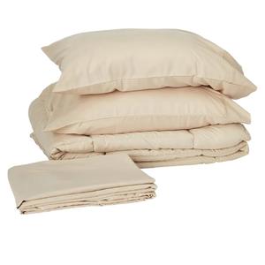 Sweet Home Collection 5 Piece Comforter Set Bag Solid Color All Season Soft Down Alternative Blanket & Luxurious Microfiber Bed Sheets, Beige, Twin XL
