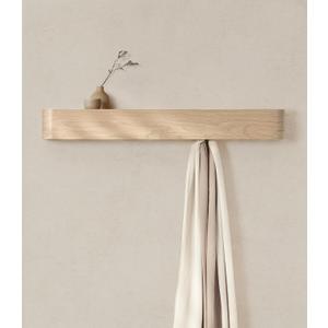 Wall-Mounted Coat Rack 'Toke' - Modern Design Coat Rack with Hidden Wall Hooks - Solid Wood Veneer Panel Coat Hanger - Oak, White