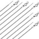 10 Pack Stainless Steel Dainty Box Chain Bulk 20Inch 1.1mm Adjustable Charm Necklace Chains With Rubber Stopper for Jewelry Making