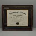 Luminary 15x18 Wood Diploma Frame with 11x14 Opening Black Mat for College Degree Certificate Document, Walnut Color Wooden Frame with Tempered Glass Panel for Wall Mount Display