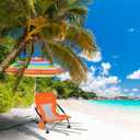 Beach Chair, Low Beach Chairs with Umbrella, Compack Portable Folding Festival Chairs, Chairs with Shade for Adult, with Cup Holder, Carry Bag, Heavy Duty, for Outdoors, BBQ (1-Pack Orange)