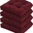 19x19 Outdoor Chair Cushions Set of 4, Tufted Wicker Patio Furniture Cushions, Thick Outdoor Seat Cushions for Lawn Chairs, Overstuffed and Water Resistant, Burgundy, 19"x19"x5"