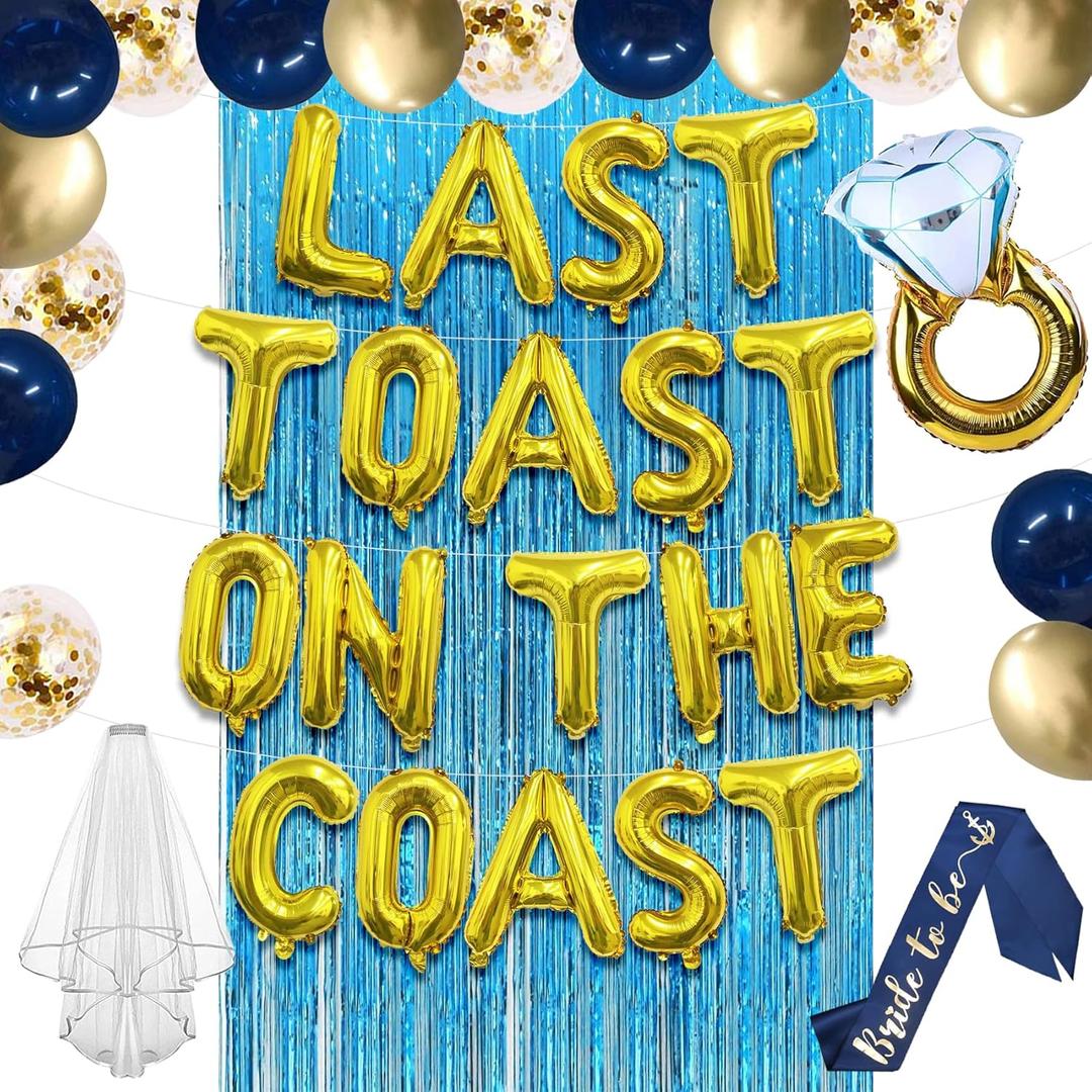 Last Toast On The Coast Bachelorette Decorations Beach Bachelorette Party Favors Bridal Shower Decorations Bachelorette Balloons Decor Balloons Blue Coastal Nautical Bachelorette Party Supplies
