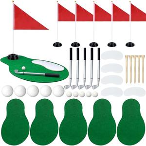 5 Sets 40 PCS Golf Centerpieces Table Decorations with Green Mats Ball Red Flag Plastic Flag Stand for Sport Themed Birthday Party Decor