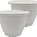 The HC Companies Sevilla Flower Planters - Outdoor & Indoor Planter - Round Self Watering Plant Pots for Herbs & More (9”, White, Pack of 2)