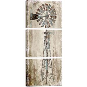 Kalormore Rustic Farmhouse Style Rusty Windmill Picture Canvas Prints Wall Art Decor for Home Wall Decoration Gallery Wrapped Artwork Vintage Country Farm Bedroom Living Room Wall Decoration (W-16xH-36)