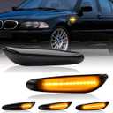 D-Lumina Sequential Amber LED Side Marker Lights Turn Signal Lamp Assembly for BMW E90 E91 E92 E93 E46 E53 E60 E61 X3 E83 X1 E84 E81 E82 E87 E88 Side Marker, Smoked Lens Side marker Light, Pack of 2