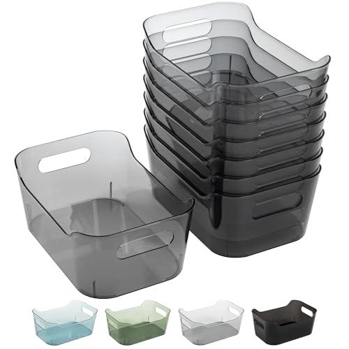 Tiawudi 8 Pack Plastic Storage Bins, Clear Pantry Organizers and Storage Containers, Multi-Use Organizer Bins for Kitchen, Bathroom, Office, Shelf, Fridge, Home Edit and Cabinet Organizers