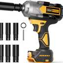 1200N.m Impact Wrench for DeWalt 20V Battery (no battery), 20V 1/2 Cordless Impact Gun, 900Ft-lbs Electric Impact Driver with 3-Speed Control, 6 Pcs Impact Sockets Included, Tool Only