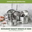 GreenPan Stainless Steel Cookware Set, 11 Piece, Induction Cookware, Dishwasher Safe, Oven Safe to 600F, Large 8QT Stock Pot, Sauce, Saute, Frying Pans, Pots & Pans Kitchen Essentials, Silver