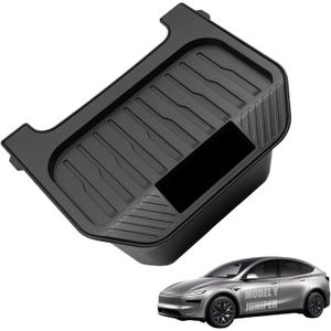 Rear Center Console Organizer for 2025-2026 Tesla Model Y Juniper, Backseat Storage Bin & Trash Can, Snap-In Stable Installation, TPE Partitioned Organizer for Model Y Juniper Accessories