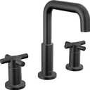Delta Nicoli Matte Black Bathroom Faucet 3 Hole, 8 Inch Widespread Bathroom Sink Faucet for Vanity, Push-Pop Drain Assembly, Matte Black 35894LF-BL