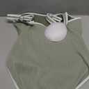 BMJL Women's One Piece Swimsuit Sports Adjustable Strap Bathing Suit Color Block Ribbed High Cut Swimsuits (Large, Army Green029)