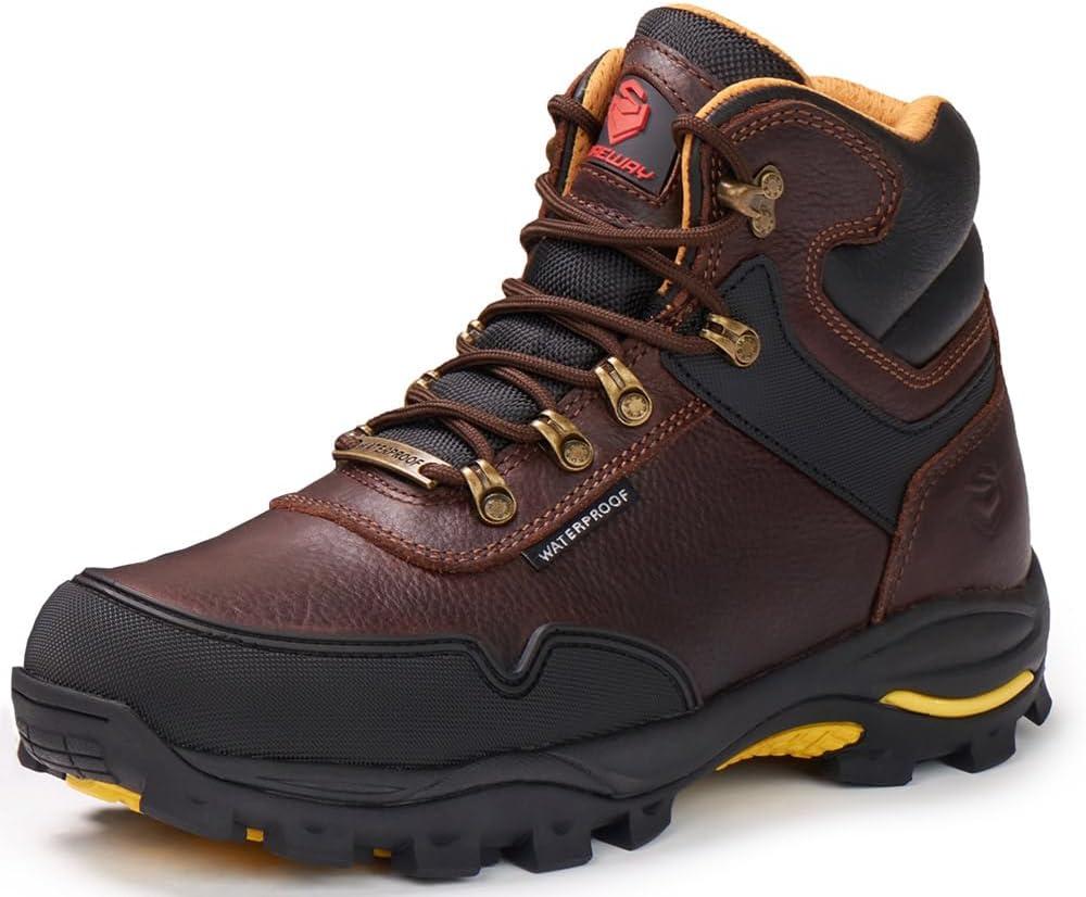 SUREWAY Men's 6" Soft/Steel Toe Heavy Duty Waterproof Work Boot - Leather,Lace Up,Oil/Slip Resistant Dual-Density Comfortable EH Construction Industrial Ankle Safety Men Work Boots,Roofing, Hunting, Size 11