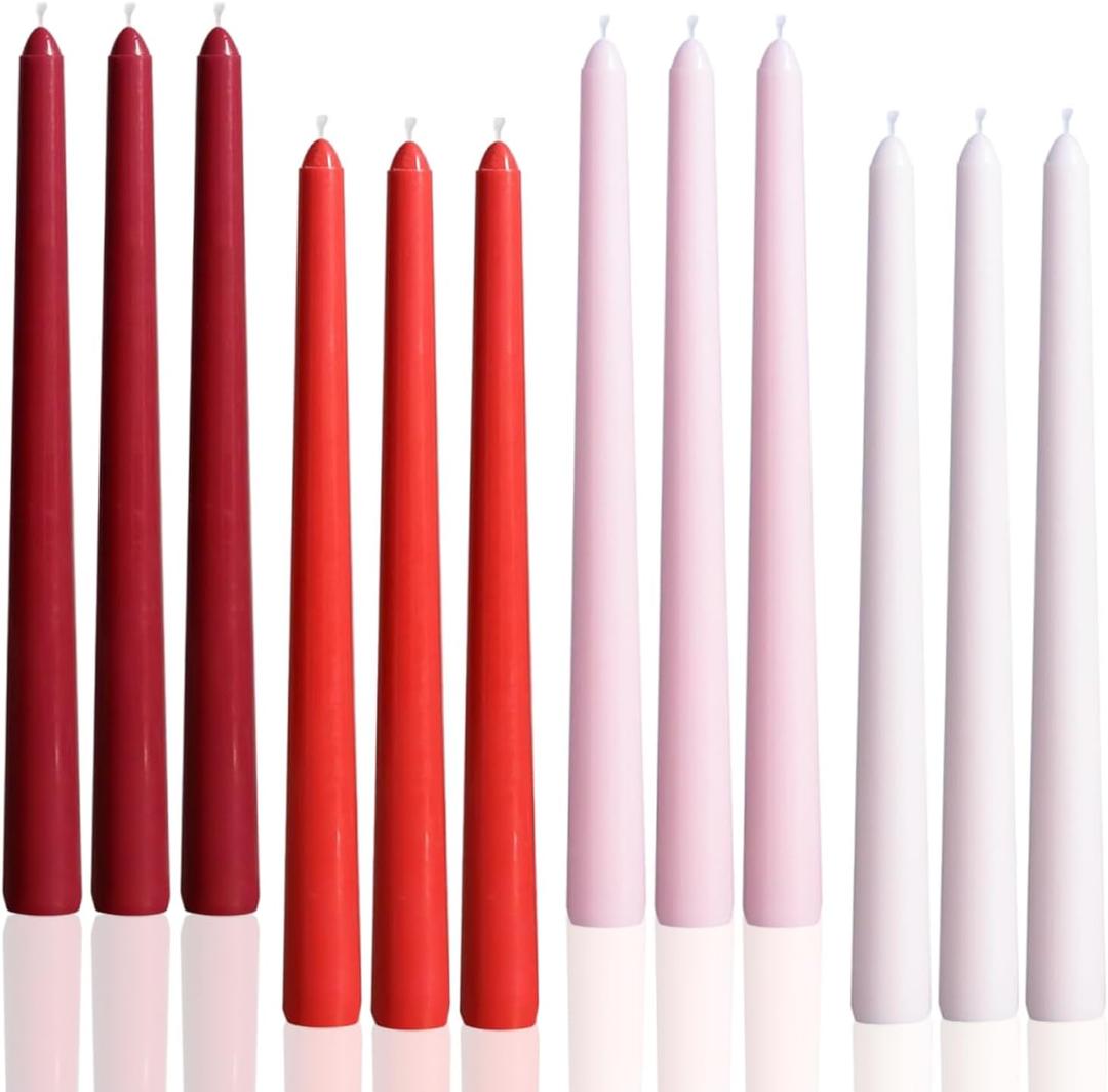 10" Red Taper Candles-12 Pack Christmas Candlesticks-Unscented Dripless Candles 8 Hour Burn for Weddings, Thanksgiving, Dinner Table, Dinner Table,Holiday Decor
