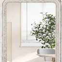 Vintage Wood Framed Arendahl Mirrors for Wall Decor 24" x 36", Hanging Distressed White Rustic Arched Wall Mirror, Ornate Baroque Bathroom Antique Mirror, Traditional Wall Mirrors Decorative