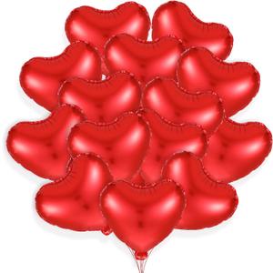 Civaner 50 Pcs Heart Shaped Balloons 10 Inch Foil Balloons Heart Party Decorations for Mother's Day Baby Shower Wedding Engagement Anniversary Special Night Party Supplies(Red)