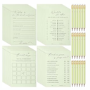 Sinload 132 Pieces Wedding Shower Games Bridal Shower Favors for 30 Guests Including 120 Wedding Games Cards and 12 Pencils for Bride Groom Bachelorette Party Favor(Sage Green)