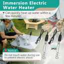 2 Pcs 1000W-110V Immersion Water Heater, Camping, Cups or Bucket Heating | 10in, High Quality Iron Structure, Lightweight Portable, Fast Efficient Heating, Simple Operation Steps, Safe Multi Scene Use
