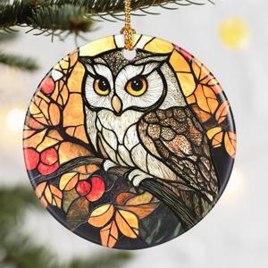 3 x Christmas Ornaments, Dodosky 2.8in Ceramic Owl Ornament, Xmas Decor, Christmas Tree Ornaments, Xmas Decorations for Tree, Holiday Ornament, Gifts for Owl Lovers, Gifts for Women, Men