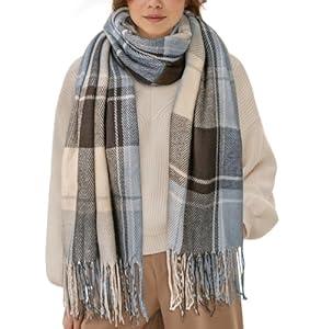 YSense Winter Scarf for Women, Fashion Long Plaid Scarves Warm Big Tartan Blanket Wrap Shawl Ladies Gifts