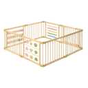 ZETY Natural Wood Baby Playpen  8 or 10 Panel Foldable Play Yard with Door Panel and Built-in Toys, CPC Certified & SGS Tested
