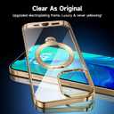 [Tri-Shield Protection] for iPhone 13 Pro Max Case with 360 Spin Stand Compatible with MagSafe [Magnetic CD Ring] [Screen & Camera Lens Protector] Shockproof Plating Never-Yellowing, Gold-6.7"