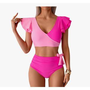 Womens One Piece Swimsuits-Sexy Deep V Neckline Tummy Control Bathing Suit Slimming Mesh Swimwear, M