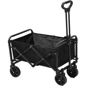 50L Collapsible Wagons Carts,Foldable Shopping Wagon Cart150lbs Weight Capacity Beach Wagon with Wheels,Collapsible Folding Utility for Camping, Garden, Sports, Shopping (Black)