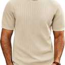 PJ PAUL JONES Mens T-Shirts Knit Short Sleeve Crewneck Shirt Casual Textured Pullover Tees, Medium