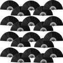 20 Pcs Hand Fans for Line Dancing Bulk, Chinese Kung Fu Tai Chi Hand Fans for Women Foldable for Festival Dance Party (Black)