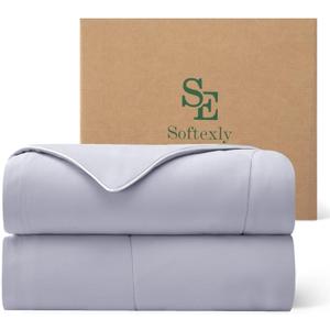 SE SOFTEXLY Cooling Comforter Queen Size, All Season Lightweight Summer Blanket for Hot Sleepers & Night Sweats, Breathable Soft Bedding, Silk Smooth Finish, 90"x90", Glacial Grey