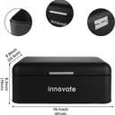 Modern Rustic Black Stainless Steel Bread Box, 16.1 x 8.9 x 6.3 inches, Roll Top Bread Storage Holder for Kitchen Countertop