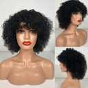 Short Curly Human Hair Wigs with Bangs Glueless Wigs for Black Women